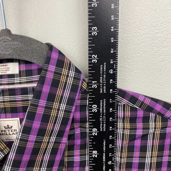 Peter Millar Shirt Mens M Purple Long Sleeve Button Down Royal Stewart Plaid EUC - Picture 5 of 6